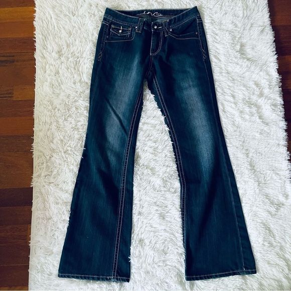 INC Denim Regular Fit Boot Leg Jeans 6 Dark Wash - Picture 3 of 15